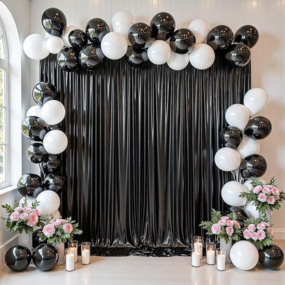 gogoparti 10x10FT Black Sequin Backdrop Curtain - 2 Panels of 5x10FT Wrinkle-Free Glitter Drapes for Photography, Birthdays, Weddings & Graduations
