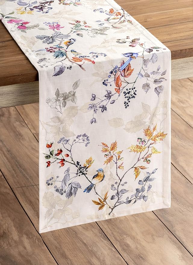 Maison d' Hermine Table Runner 100% Cotton Single Layer Table Runners 90 inches Long for Thanksgiving Christmas Decorations Home Kitchen Dining Party Wedding (Equinoxe - Beige, 14.5" x 90")