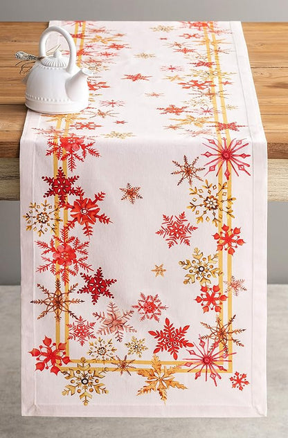 Maison d' Hermine Table Runner 100% Cotton Single Layer Table Runners 60 inches Long for Thanksgiving Christmas Decorations Home Kitchen Dining Party Wedding (Crystal Star, 14.5" x 60")