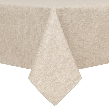 Hiasan Faux Linen Square Tablecloth - Wrinkle and Stain Resistant Washable Table Cloth for Kitchen Dining Room Holiday Table Cover for Party Dinner, Beige, 54 x 54 Inch