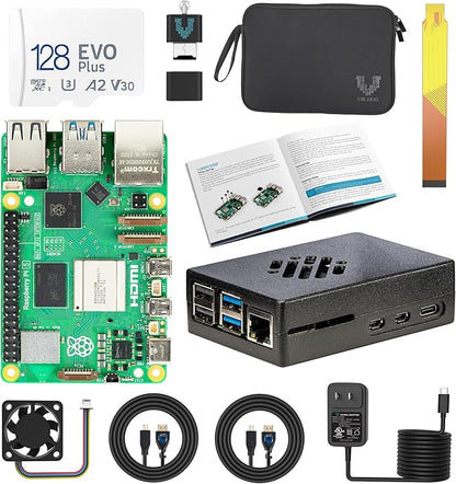 Vilros Raspberry Pi 5 Starter Kit MAX - Turbo Cooled Aluminum - (128GB Edition) - (8GB RAM)
