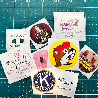 150 Custom Circle/Square BOPP Roll Labels- Personalized Stickers for Business Logo, Party, Wedding Favor, Baby Shower-Any Design Text + Image, Matte/Gloss Finish (2.5 Inch Square)