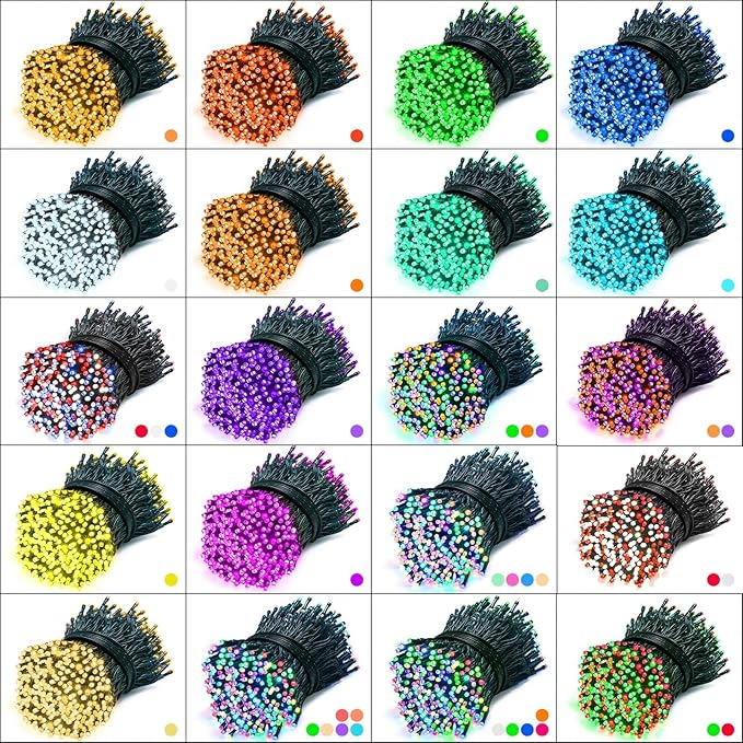 35 Colors Changing Christmas Lights, 98FT 300 LED String Lights Green Wire with Remote, Waterproof Twinkle Light for Halloween Xmas Tree Holiday Party Indoor Outdoor Decorations