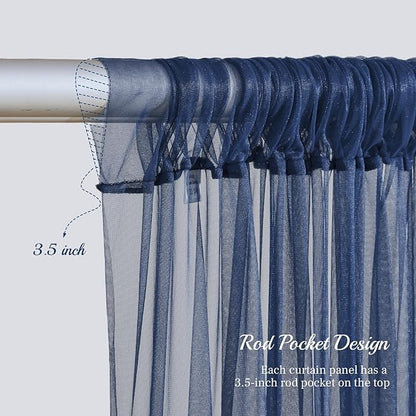 10ft X 10ft Navy Blue Tulle Backdrop Curtain for Parites, Sheer Backdrop Curtains Fabric Drapes for Wedding Ceremony Arch Party Stage Decorations