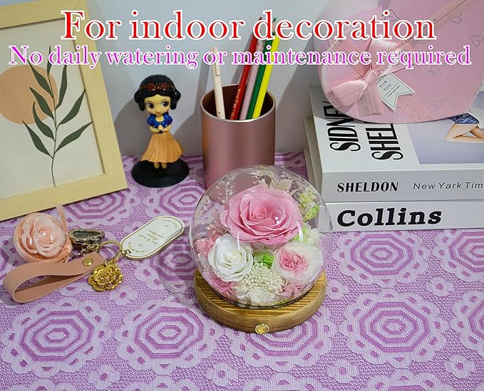 Valley of Rain & Forest Long-Lasting Real Flowers, Unique Floral Gift For you to send Love for All Occasions, for Indoor Decoration (Pink Rose & White Roses Arrangement)