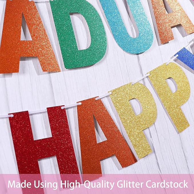 TaoBary 112 Pcs DIY Letter Kit Glitter Customizable Banner Letters Include 107 Letters and Numbers 3 Rope and 2 Needles for Birthday Halloween Christmas Wedding Valentine Party Decor(Rainbow)