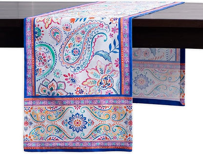 Maison d' Hermine Table Runner 100% Cotton Single Layer Table Runners 108 inches Long Decorative for Home Kitchen Dining Party Wedding Bridal Shower Spring Summer (Indian Floral, 14.50" x 108")