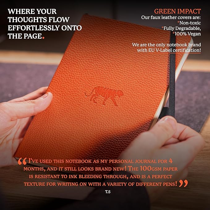 Dingbats A5 Wildlife Dotted Notebook Journal - Premium Vegan Leather Softcover Executive Journal for Women & Men - Work, Note Taking, Writing & Travel