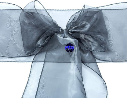 MDS Pack of 50 PCS Organza Chair Sashes Wider Dining Chair Bows Ribbon Tie Back for Wedding Party Birthday Bridal Shower Reception Event Banquet Home Chair Cover Decoration - Silver Gray