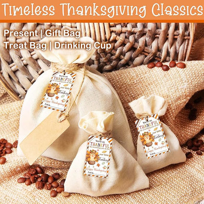 50 PCS Fall Gift Tags Thanksgiving Gift Tags with String, 2.1" x 3.5" Thanksgiving Design Present Label for Present Bags, Fall Party Favor Decorations, 4 Styles - A01