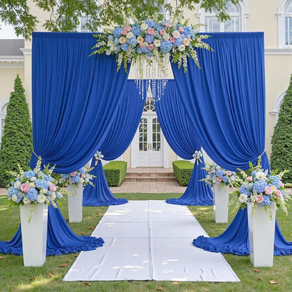 50ftx12ft Wrinkle Free Royal Blue Backdrop Curtain, 10 Panels 12FT Height Royal Blue Wedding Backdrop Drapes, Silky Polyester Back Drop Cloth for Birthday Photography Background Party Backdrop Draping