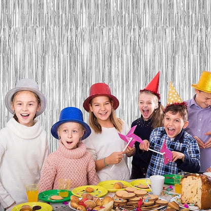 12 Pack Silver Backdrop. 3.28 FT x 7.05 FT Birthday Decorations, Metallic Silver Fringe Backdrop Foil Curtains Tinsel, Disco Party Decor Photo Booth Props Door Decorations Hanging