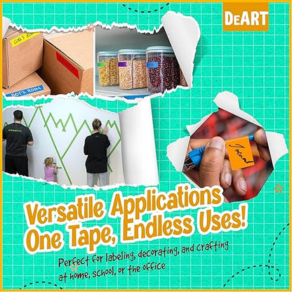 12 Pack Colored Masking Tape, 396 Ft x 0.6 inch Mini Colored Painters Tape for Arts & Crafts Labeling or Coding, Kids Art Supplies Color Tape Rolls, washi-scale Colorful Masking Tape, DIY Artist Tapes