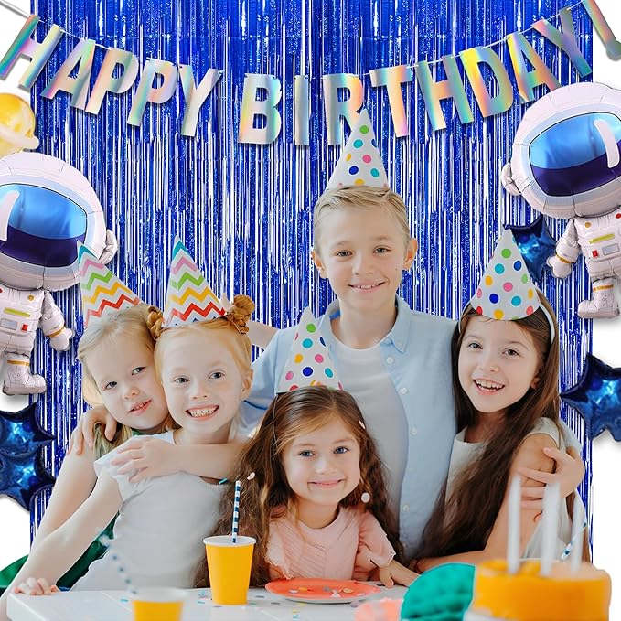 Dark Blue Tinsel Backdrop Streamers - GREATRIL Party Streamers Backdrop Foil Fringe Curtains for Birthdays/Bachelorette/Bridal Shower/Engagement Decorations - 1m x 2.5m - Pack of 2
