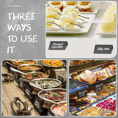 10 Pack Mini Chalkboard Table Tent Signs 4x3 – Reusable Food Labels for Buffet Party & Wedding – Plastic Display Chalk Board Tags for Catering & Event Displays
