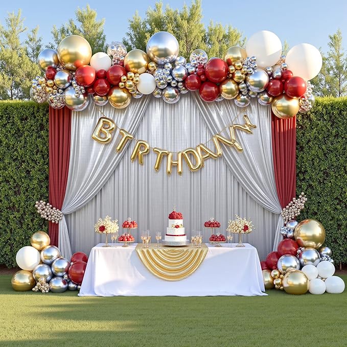 gogoparti 10x10FT Silver Sequin Backdrop Curtain - 2 Panels of 5x10FT Wrinkle-Free Glitter Drapes for Photography, Birthdays, Weddings & Graduations
