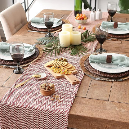 DII Woven Basic Tabletop Collection, Chevron Table Runner, 15x72, Barn Red
