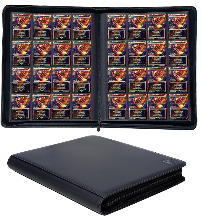 1600+ Pockets Trading Card Binder, 16-Pocket Card Ablum Compatible with MTG,Sports Cards & Other Standard Size Trading Card (BLACK)