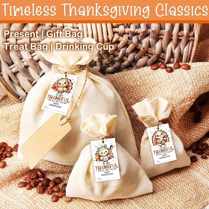 40 PCS Fall Gift Tags Thanksgiving Gift Tags with String, 2.1" x 3.5" Thanksgiving Design Present Label for Present Bags, Fall Party Favor Decorations, 4 Styles - A02