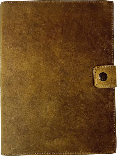 Refillable Leather Journal | Premium Lined A5 Notebook Cover | 200 Ruled Writing Pages | Card Holder Slot | Leather Bound Journals for Men & Women, Best Gift Travel Diary, Cool Planner