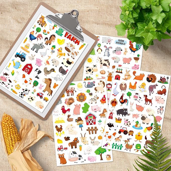 Farm Animal Stickers Cute Farm Barnyard Cow Sheep Horse Decal Sticker 875 Counts Party Gifts Goodie Bags Decor School Reward Birthday Party Favors Water Bottle Sticker Laptop Invitation Decor