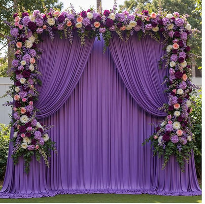 40 ft x 10 ft Wrinkle Free Purple Backdrop Curtain for Parties, 5ft x 10ft 8 Panels Polyester Purple Photo Backdrop Drapes for Wedding Birthday Party Baby Shower Fabric Photo Curtains for Mermaid