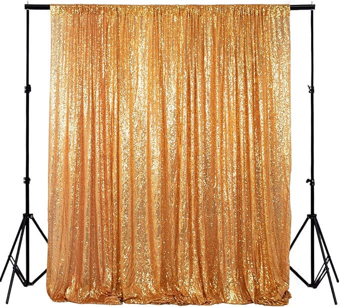 ShinyBeauty Sequin Curtain-Backdrop-5FTx10FT-Gold-Sequin Fabric Photo Booth Backdrop Glitter Backdrop Gold Photography Backdrop