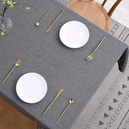 maxmill Flaxy Faux Linen Tablecloth with 2-Tone Slubby Texture Wrinkle Free Anti-Shrink Soft Table Cloth for Kitchen Dining Tabletop for Outdoor and Indoor Use Rectangle 60 x 84 Inch Charcoal