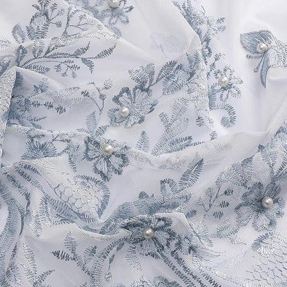VISIONTEX White Sheer Voile Curtains, Decorative Blue Embossed Butterflies Rod Pocket Window Drapes for Home Kitchen, Living Room and Bedroom 54 x 84 Inch, Set of 2 Curtain Panels