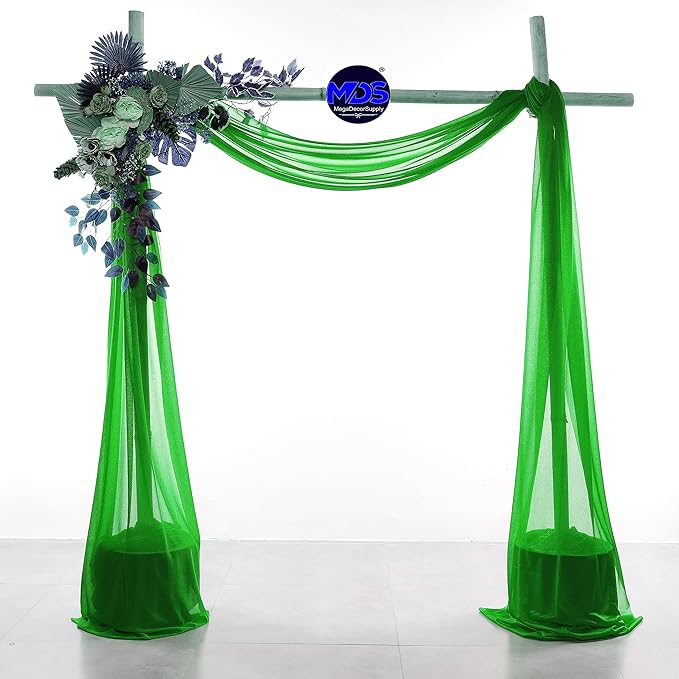 MDS Halloween Chiffon Draping Fabric - 1 Panel, 30" Wide x 30ft Long - Sheer Spooky Arbor & Canopy Drapery for Haunted House Backdrops, Party Ceilings, DIY Costumes & Themed Events - Green