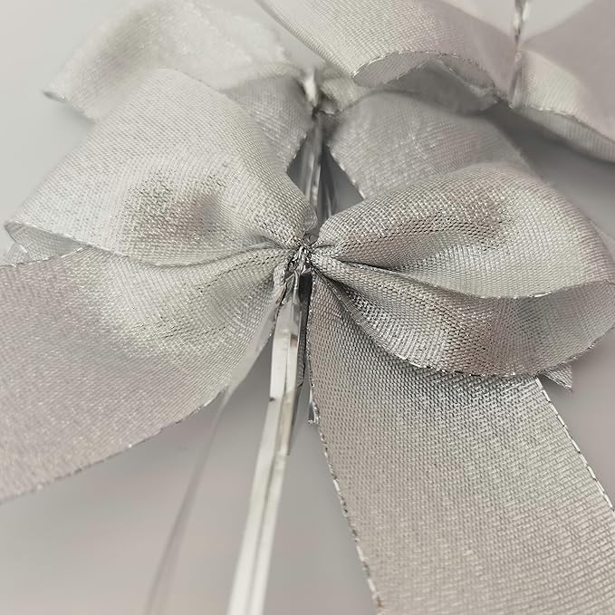 36pcs 4-1/2" Metallic Silver Bows with Twist Ties for Gift Wrapping Packing Christmas Decoration (4.5",Silver)