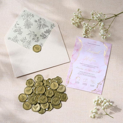 Wax Seal Stickers (60 Pcs, 3 Designs in 1 Pack) Premium Envelope Seal Stickers for Wedding Invitation Envelopes, Adhesive Wax Seals, Perfect for Seating Chart, Gift Wrapping