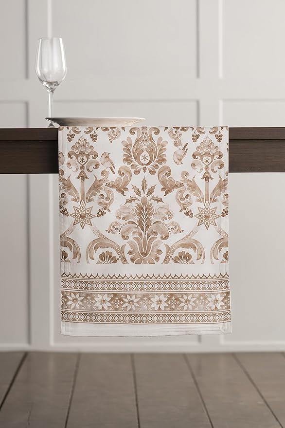 Maison d' Hermine Table Runner 100% Cotton Single Layer Table Runners 90 inches Long for Thanksgiving Christmas Decorations Home Kitchen Dining Party Wedding (Allure, 14.5" x 90")