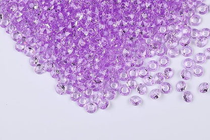 1000pcs/ Pack Wedding Table Acrylic Diamond Scatter Crystals Confetti Acrylic Gems Vase Fillers Rhinestones for Wedding, Bridal Shower, Vase Beads Decorations (12mm, Light Purple)