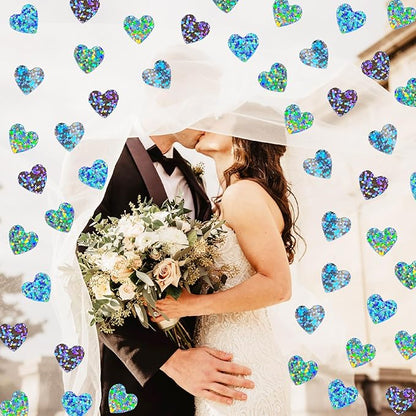Confetti Heart Metallic Confetti Party Table Decoration Sprinkles DIY for Valentine's Day Wedding Birthday Engagement Bachelorette Theme Party Celebrations Favor Supplies(Heart Silver)