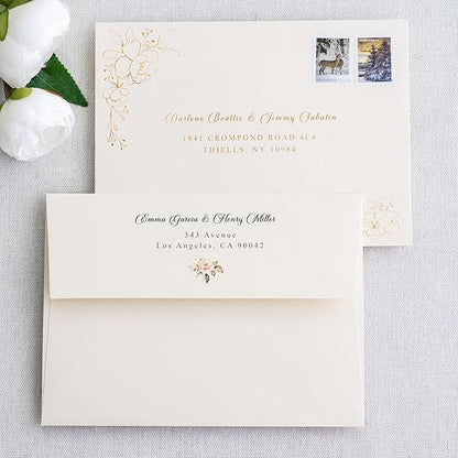 PONATIA 50 PCS 5x7 Envelopes, Self- Adhesive Cream A7 Envelopes for Weddings, Invitation Cards, Photos, Postcards, Greeting Cards Mailing, Baby Shower, Graduation, Christmas Gift Cards