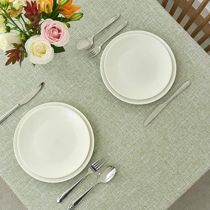 maxmill Flaxy Faux Linen Table Cloth with 2-Tone Slubby Texture Wrinkle Free Anti-Shrink Soft Tablecloth Decorative for Kitchen Dining Tabletop Outdoor and Indoor Use Rectangle 60 x 104 Inch Sage