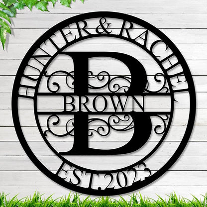 Custom Metal Sign - Family Name Sign - Personalized Metal Signs for Outdoor - Split Letter Monogram Wall Decor - Metal Wall Art - Wedding Gift for Couples