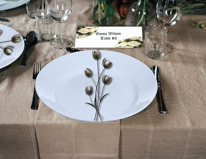 Hamilco Blank Tent Name Place Table Cards 3 1/2" x 11" Folded Card Stock - White Cardstock Paper 80lb Cover - 100 Pack