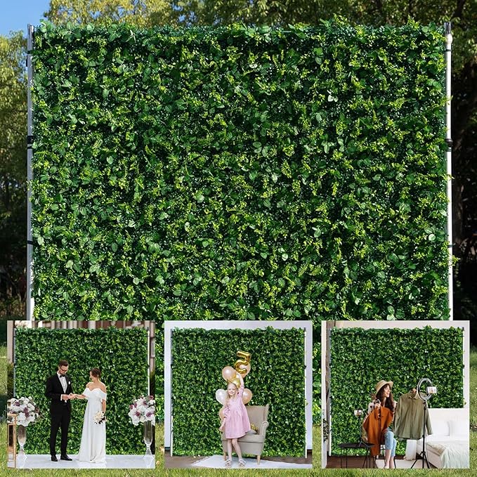 Artificial Luxury‌ Flower Wall Panels, Gorgeous 3D Silk Floral Backdrop for Wedding, Baby Show, Party and Home Decor, Quick Assembly/Storage, Both Eco ＆ Pet Friendly, 4 Panels, 8 * 8 ft.