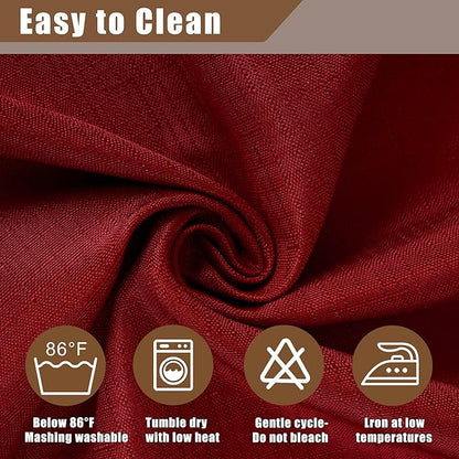 Fitable 2 Pack Faux Linen Christmas Tablecloths, Burlap Textured Fabric Table Clothes Rectangle, Rustic Decorative Table Covers for Winter Holiday Dinner Party Farmhouse (Red, 60 x 120 Inch)