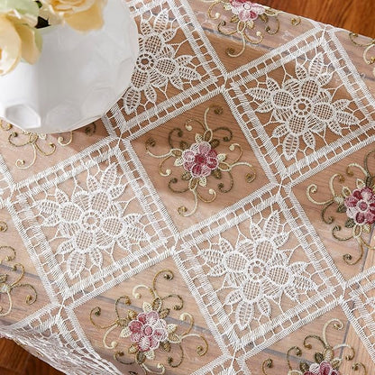 Warm Home Designs 60 x 84 Rectange Tablecloth. Use White Macrame Tablecloth as Embroidered Tablecloth, Dining Table Cover or Holiday Tablecloth. Vintage Tablecloth for Vintage Kitchen. VTC White 84