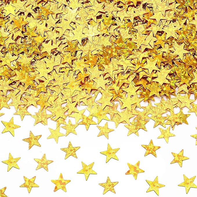 MARFOREVER Gold Star Confetti, Glitter Star Confetti Birthday Scatter Table Centerpiece Metallic Sequin Sprinkles Stars for Baby Shower Wedding Christmas Valentine Party Decorations