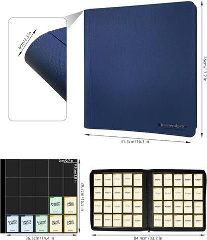 20 Pockets Premium Card Binder 1024 Cards Trading Card Binders Side Load Card Storage Display Album(20 Pocket 1280 Card Slot,Blue)