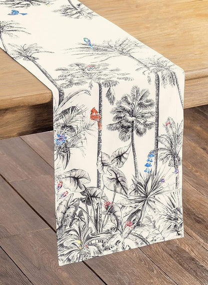 Maison d' Hermine Table Runner 100% Cotton Single Layer Table Runners 60 inches Long for Thanksgiving Christmas Decorations Home Kitchen Dining Party Wedding (Amazonia, 14.5" x 60")