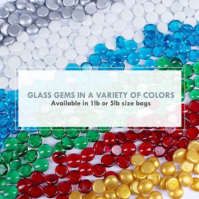 Galashield Flat Glass Marbles for Vases Red Glass Gems Beads Pebbles Vase Filler (5 LBS, Approx. 540 PCS)