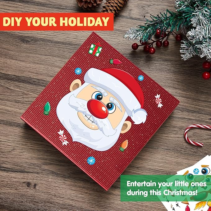 JOYIN 24 Pcs Christmas Make-a-face Stickers, Make Your Own Characters Mix and Match Sticker Sheets with Christmas Elf, Santa Santa, Snowman, Penguin, and Polar Bear Kids Party Favor Supplies Craft