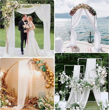 Wedding Arch Draping Fabric 4 Panels 28.7" x 20FT White Sheer Chiffon Backdrop Drapes for Wedding Ceremony Birthday Party Bridal Shower Outdoor Decoration