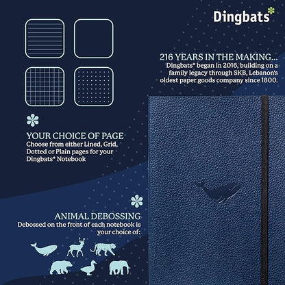 Dingbats A5 Wildlife Dotted Notebook Journal - Premium Vegan Leather Softcover Executive Journal for Women & Men - Work, Note Taking, Writing & Travel