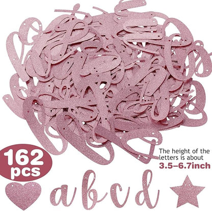 TaoBary 167 Pcs DIY Banner Kit Happy Birthday Glitter Banner Customizable Glitter Make Your Own Kit 162 Letters Symbols and Numbers 3 Rope for Birthday Halloween Wedding Christmas(Rose Gold)